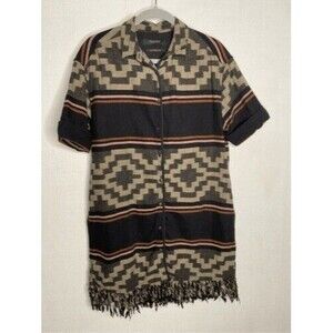 Scotch & Soda Western Fringe Shirt Dress Jacket Duster Women Size M Oversized